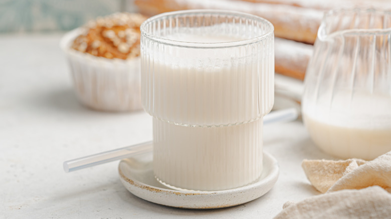 A cup of Horchata on a table