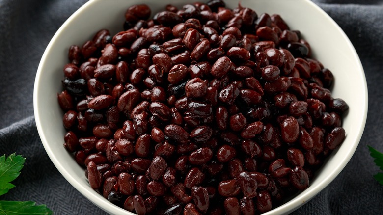Bowl of canned black beans