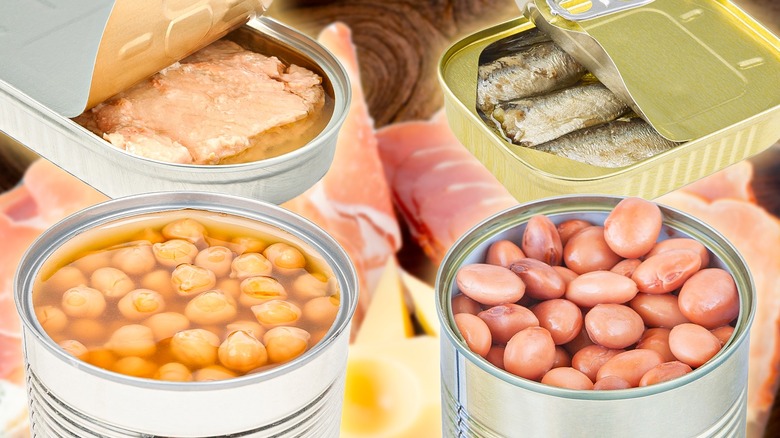 canned beans, tuna and sardines