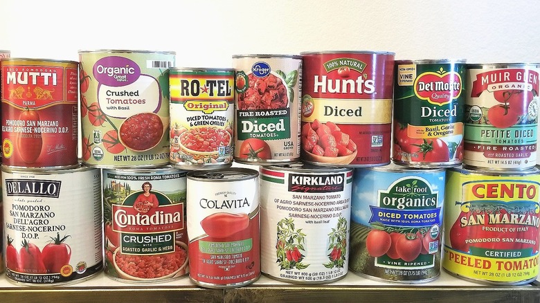 Cans of tomatoes