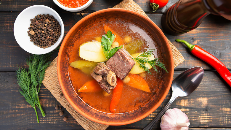 a bowl of shurpa soup