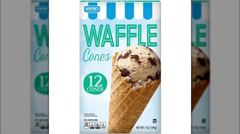 A box of Benton's Waffle Cones isolated on a white background