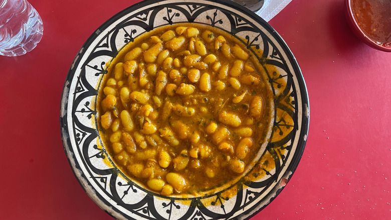 Loubia served in a patterned bowl.