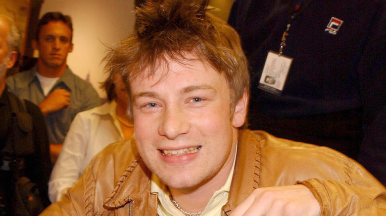 Young Jamie Oliver doing a book signing event