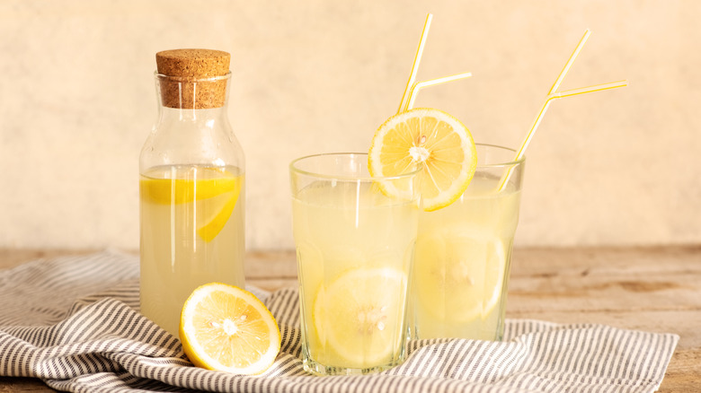 Glasses of fresh lemonade