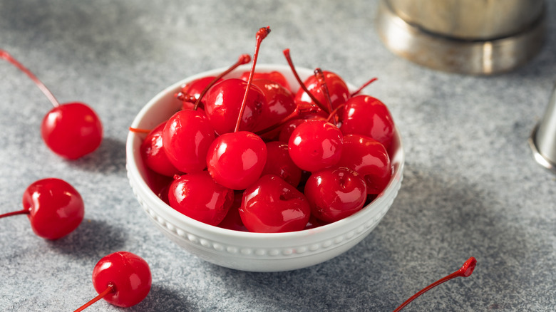 Bowl of maraschino cherries