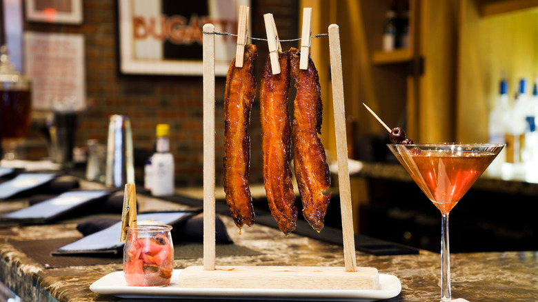 strips of bacon in glass