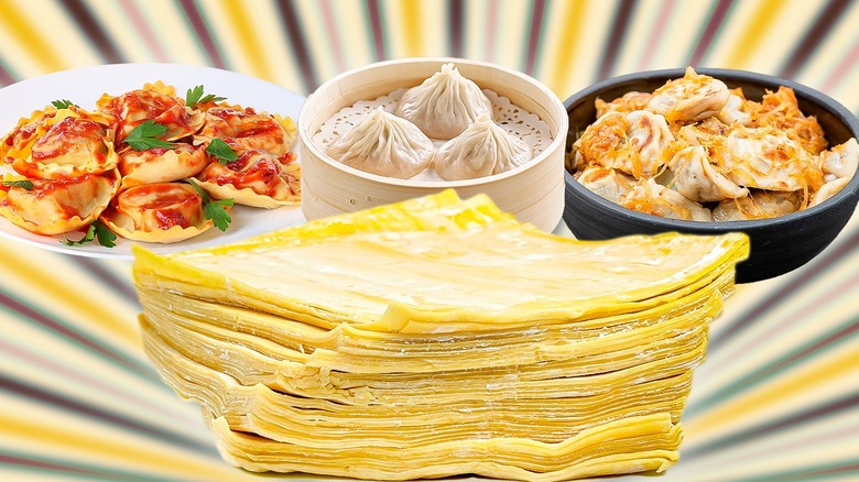Wonton wrappers with foods