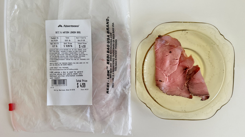 Top Round London Broil Roast Beef piece on a plate