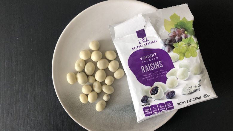 Natural Cravings yogurt-covered raisins from Dollar Tree,