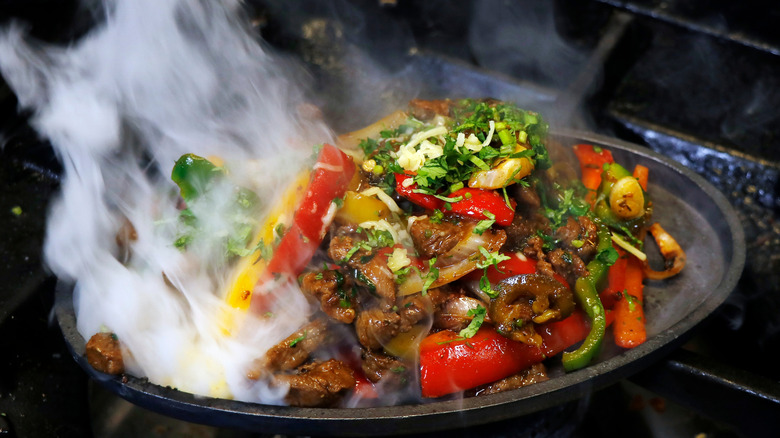 Smoking beef fajitas