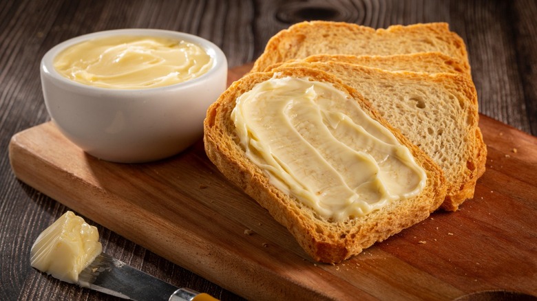  Butter spread over toast