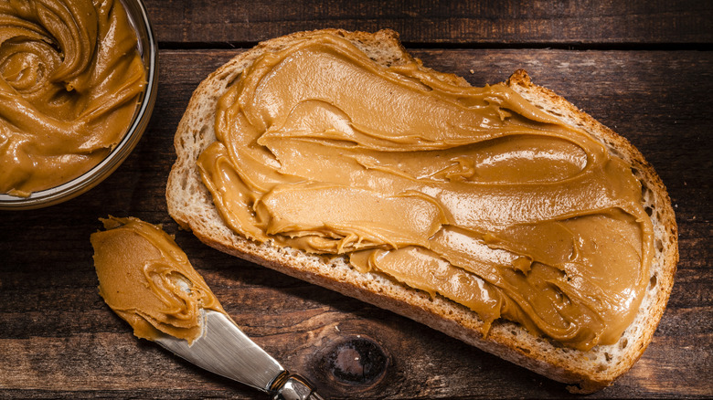 Peanut butter spread on toast