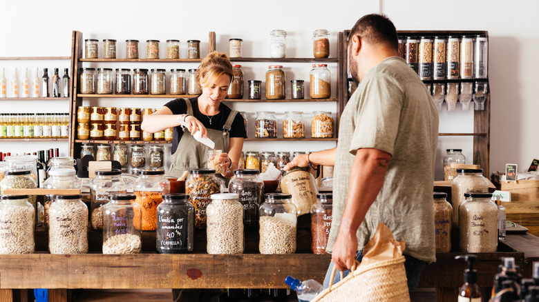 Person shopping in zero waste store