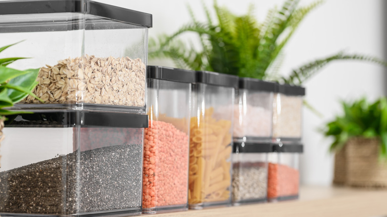 Various dried good in airtight containers