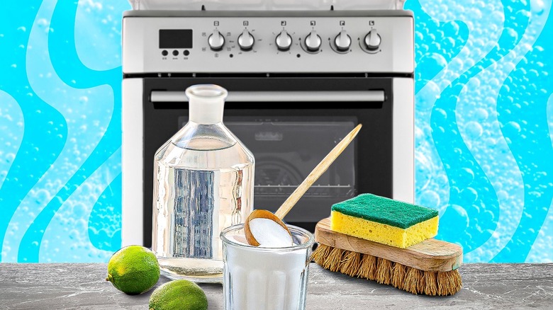 Oven cleaning supplies with range