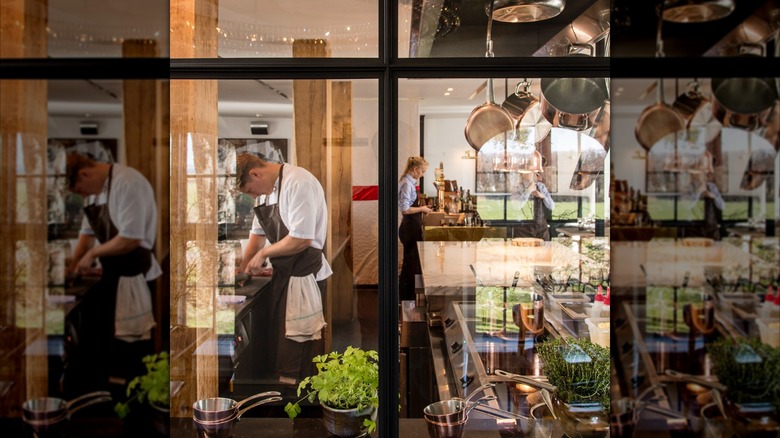 Looking through the window in to the kitchen at Dragsholm