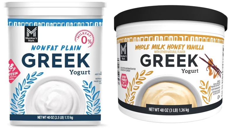 Member's Mark Greek Yogurt plain and honey vanilla