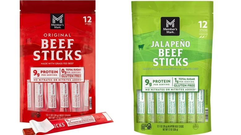 Packages of Member's Mark Original and Jalapeño Beef Sticks