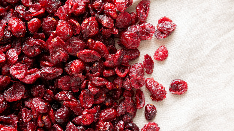 top view of dried cranberries