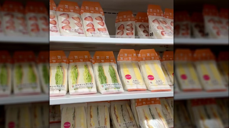 Display of milk bread sandwiches at 7-eleven