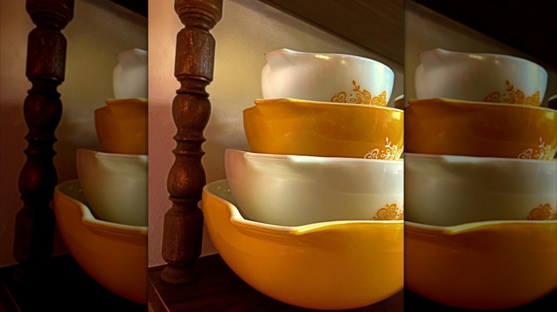 Pyrex pieces orange and white