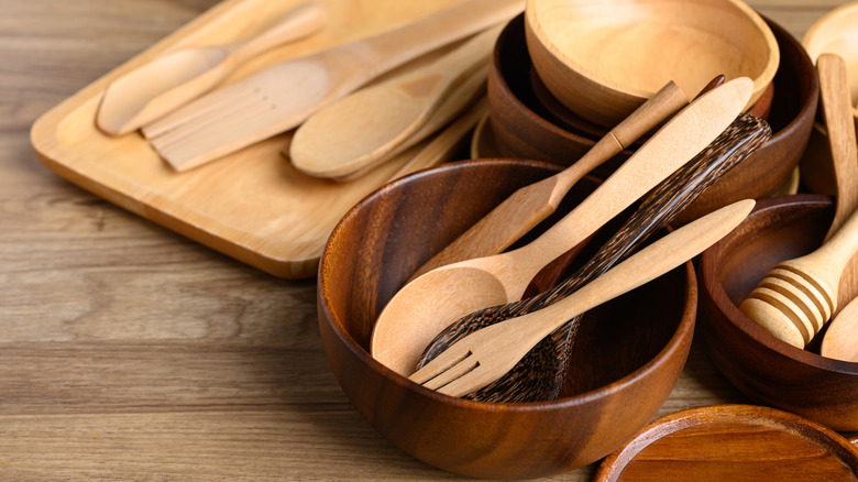 Wooden utensils and bowls