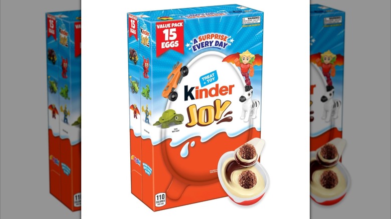 Blue box of Kinder Joy Eggs 15-count chocolate candies