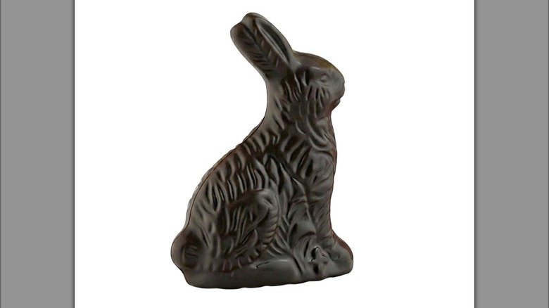 Lake Champlain Chocolates Organic Dark Chocolate Bunny candy on white background
