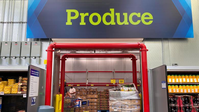 Entrance to the refrigerated produce room at Sam's Club