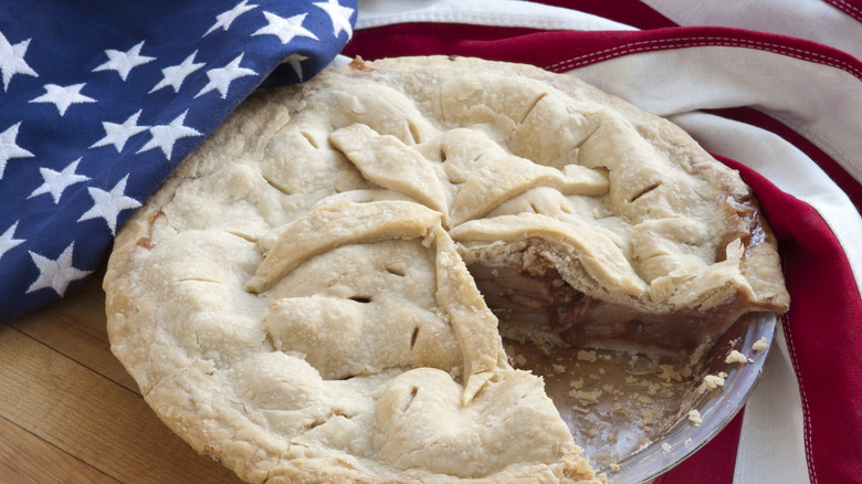 Apple pie with American flag