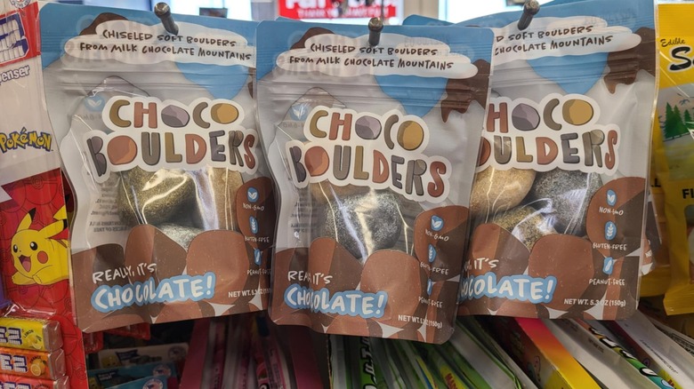 Packages of chocolate boulders