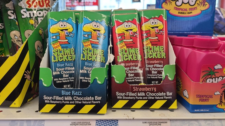 Slime licker sour filled chocolate bars