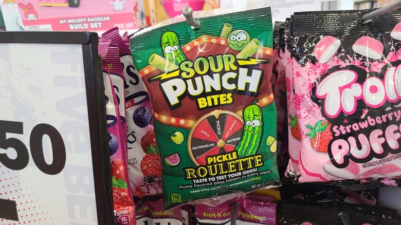 Package of sour punch pickle roulette bites