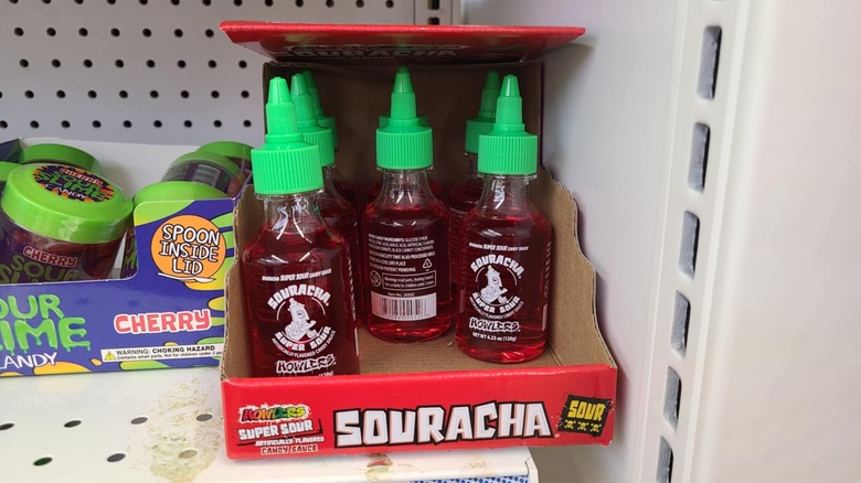 Small bottles of red Souracha sour candy