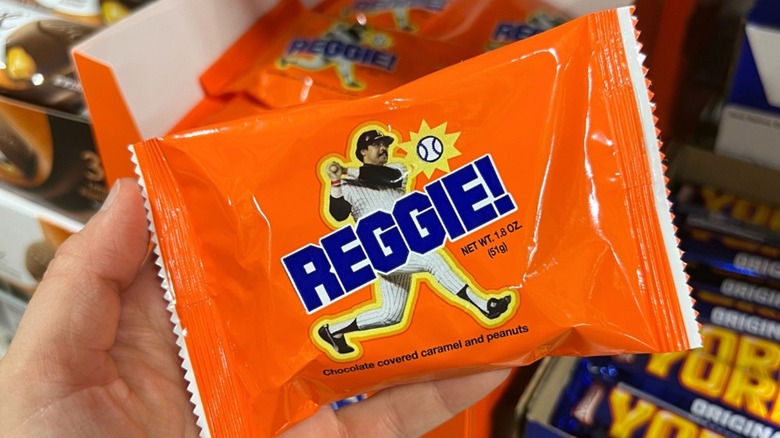 Reggie! bar with a picture of Reggie Jackson hitting a baseball