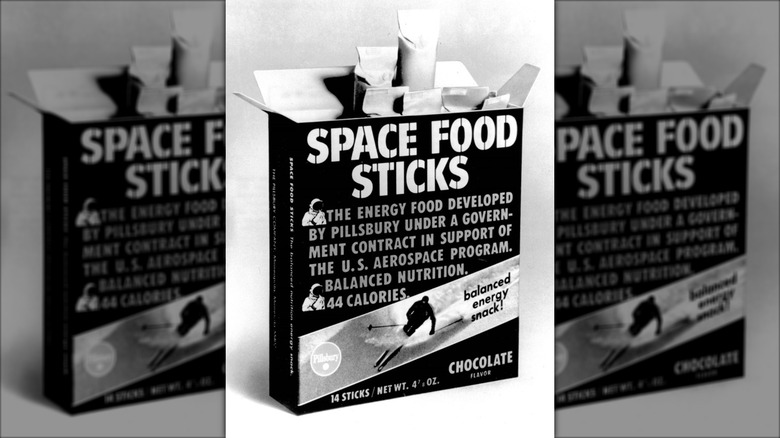 Space Food Sticks box with packages sticking out the top