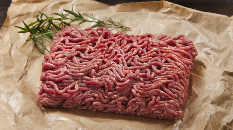 raw ground beef on paper