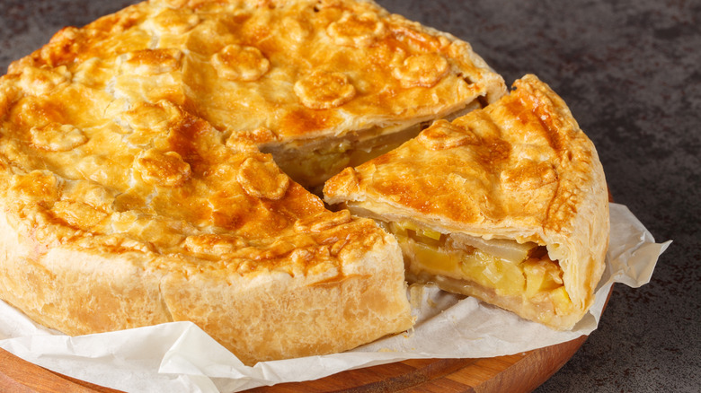 A slice taken from cholera, a meat pie