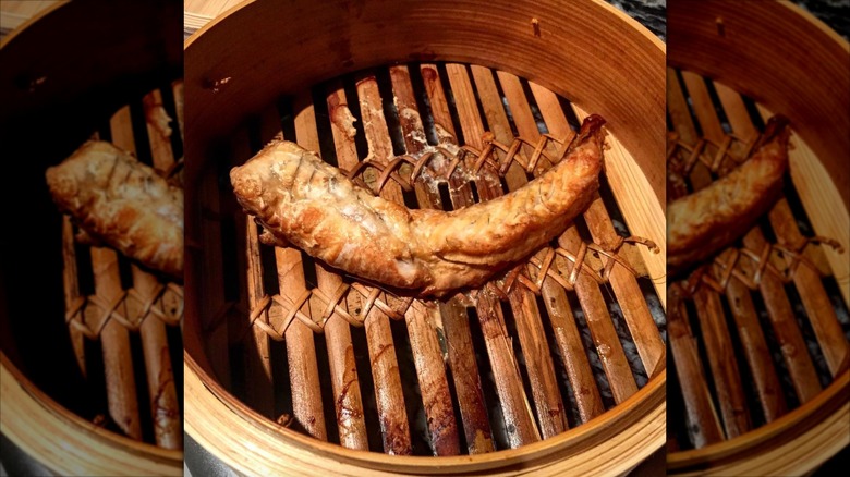 Fish in steaming basket