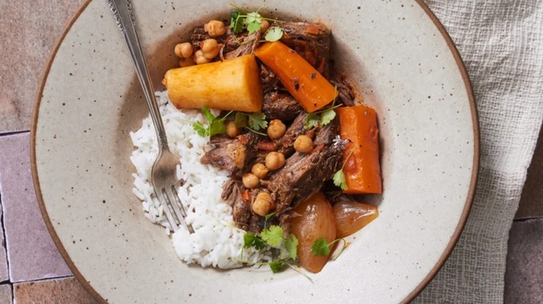 Harissa pot roast in a dish