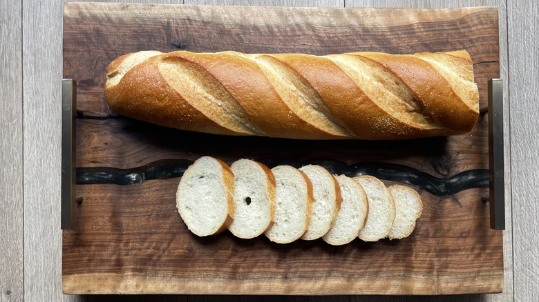 Sliced French bread loaf