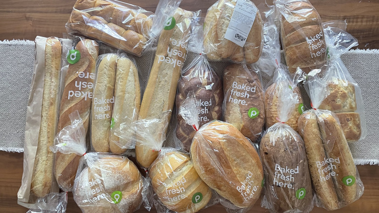 16 different Public Bakery breads piled up