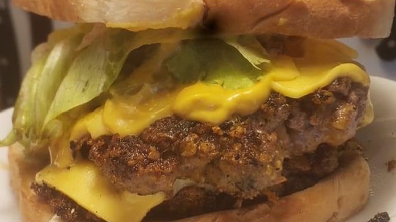 Slugburger with lettuce and cheese