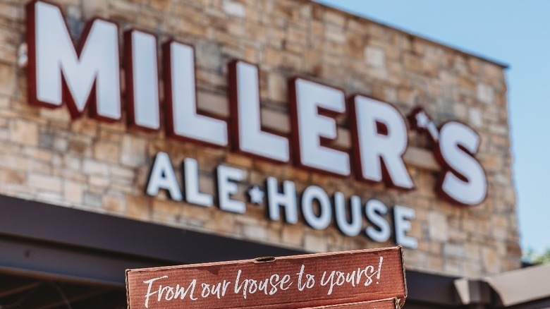 A pizza box outside Miller's Ale House