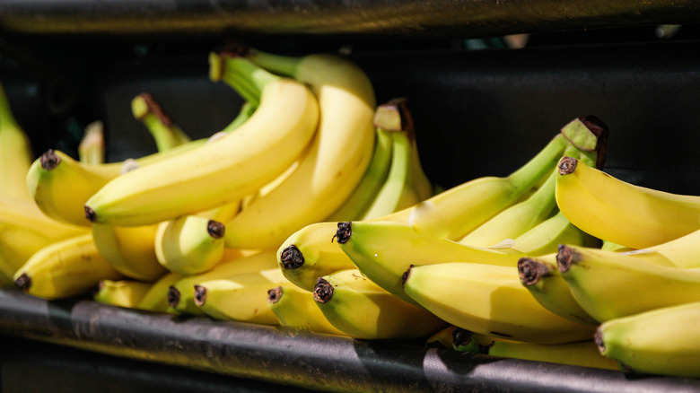 Banana on shelf in grocery store