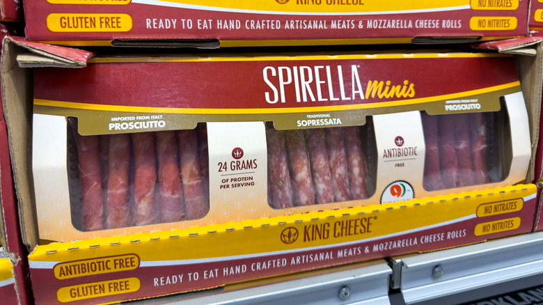 Large package of deli meat rolls in a store