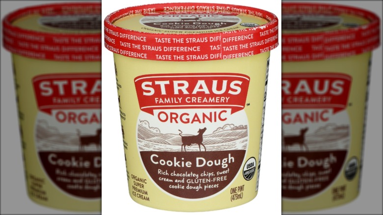 Carton of Straus Organic Cookie Dough Ice Cream