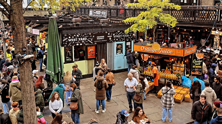 People walking around Camden Market