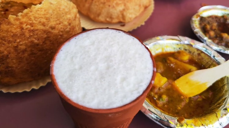 Indian beverage and meal at Chandni Chowk